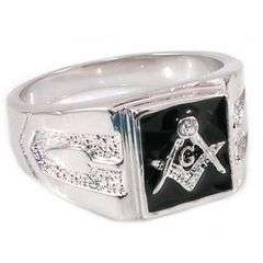 FREEMASON GP RING WITH EP SILVER AND STUNNING GENUINE ONYX ADDED IN A STUNNING SETTING SIZE 9